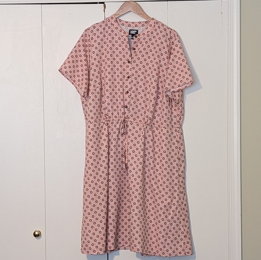 Lands' End Pink Geometric Midi Dress